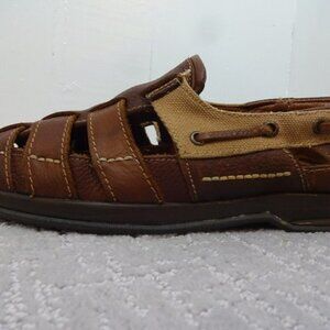 Hitchcock Mens Size 7 US Brown Leather Slip On Gladiator Shoes